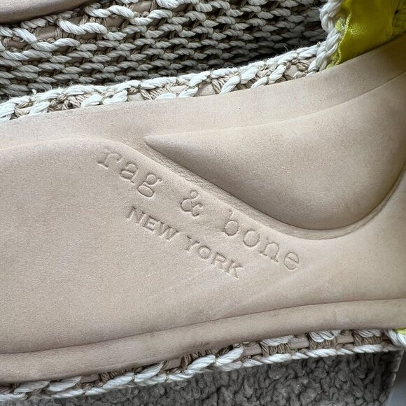 Rag & Bone Logan Cream/Yellow Crochet Flatform Wedge Slide Sandals Size 38 - Picture 10 of 11